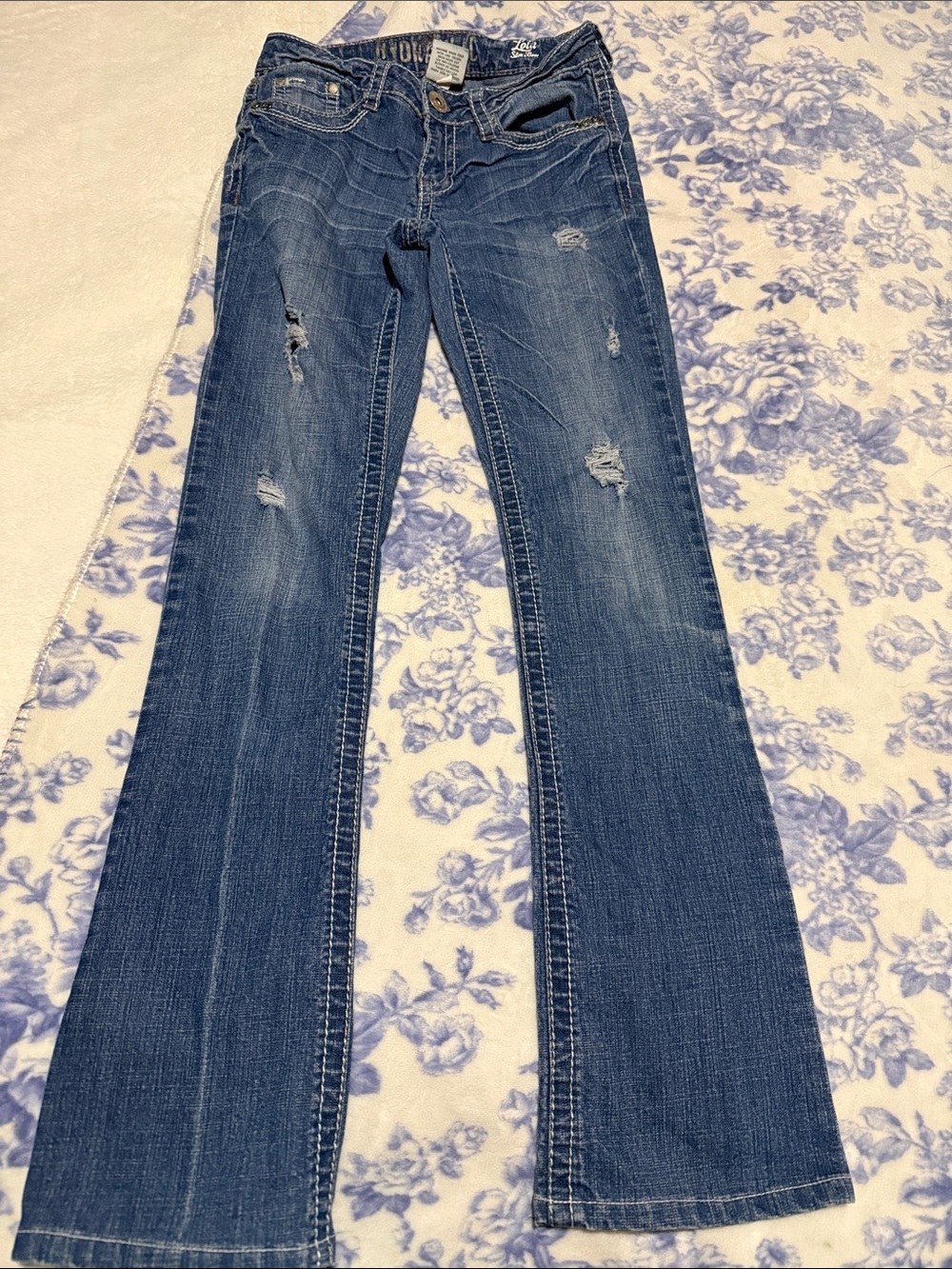 Hydraulic Women's Flare Jeans in Blue Distressed Wash